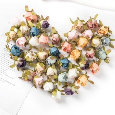 ▦ 100PCS 2CM MINI Artificial Flowers Scrapbook Christmas Wedding Party Wreath Silk Rose Home Decor Bridal Accessories Clearance