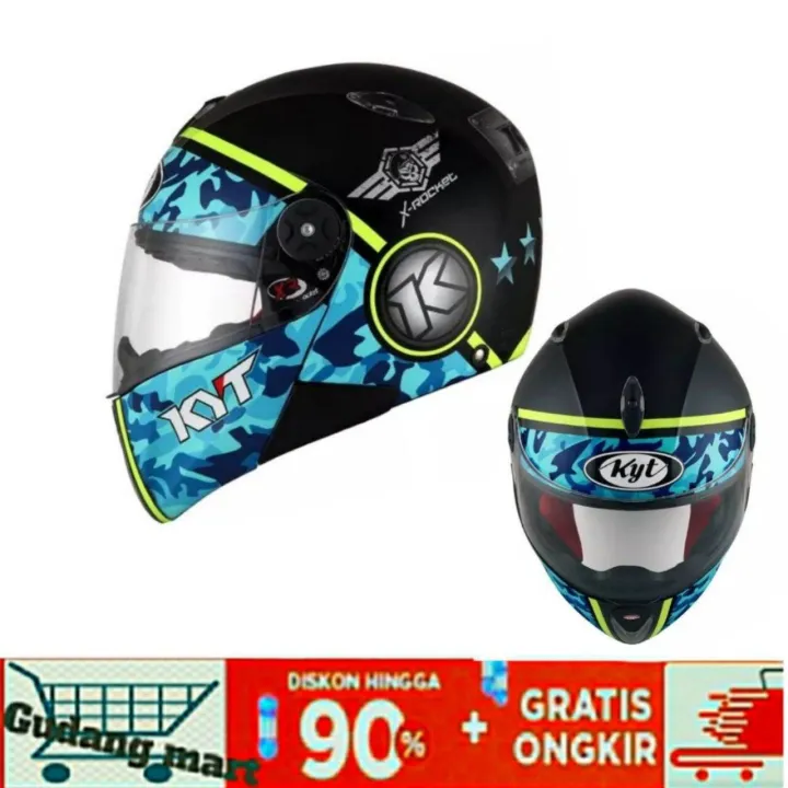Helm KYT Racing world class full Pace Original KYT Hijau army Biru Army