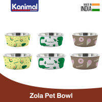 Kanimal Zola Pet Bowl ชามอาหาร ชามน้ำ ชามสแตนเลส รุ่นมีลายน่ารัก สำหรับสุนัขและแมว Size M / L (เลือกขนาด / ลวดลาย)