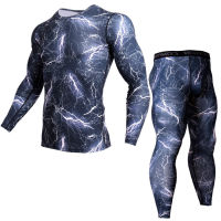 Mens Gym Clothing Jogging suit Compression MMA rashgard Male Long johns Winter Thermal underwear Sports suit Brand Clothing 4XL