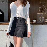 COD ◆✘ The Monolopy Shop28dfgs8dgs DaDuHey? Plus Size Short A Line Skirt Womens All-Match Slim Denim Pleated Skirt