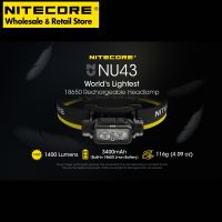 1400 Lumens NITECORE NU43ที่มีน้ำหนักเบา USB-C ไฟหน้าชาร์จได้ในตัว3400MAh แบตเตอรี่ลิเธียมไอออนไฟฉายตั้งแคมป์กลางแจ้ง