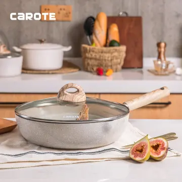Carote Terra Collection Brown 7 PCS Family Combo Set Non Stick Cookware  Marble Stone PFOA Free Suitable All Stove Including Induction Stove W/  Spouts