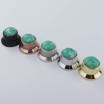 Guyker Potentiometer Knob Electric Guitar Bass Metal Control Volume Knob Hat Type Green Turquoise Surface Guitar Bass Accessories