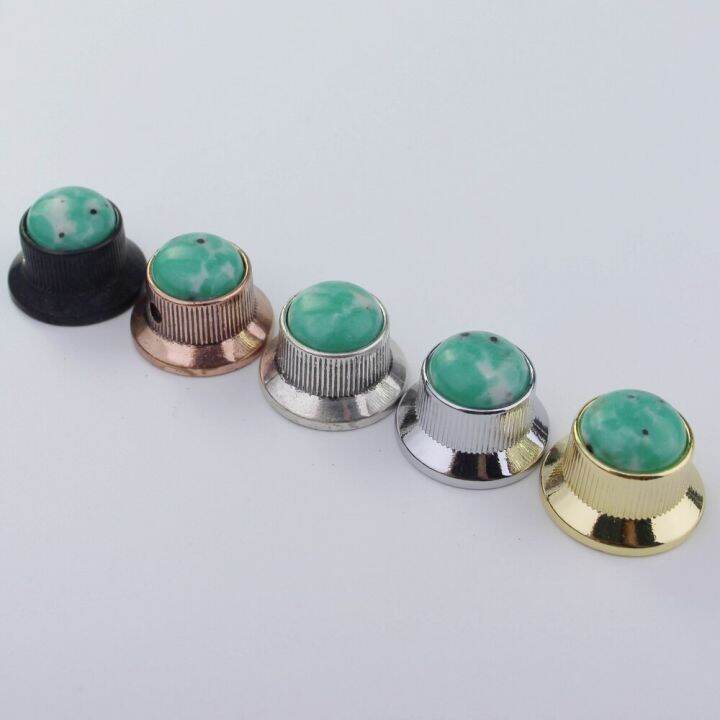 guyker-potentiometer-knob-electric-guitar-bass-metal-control-volume-knob-hat-type-green-turquoise-surface-guitar-bass-accessories