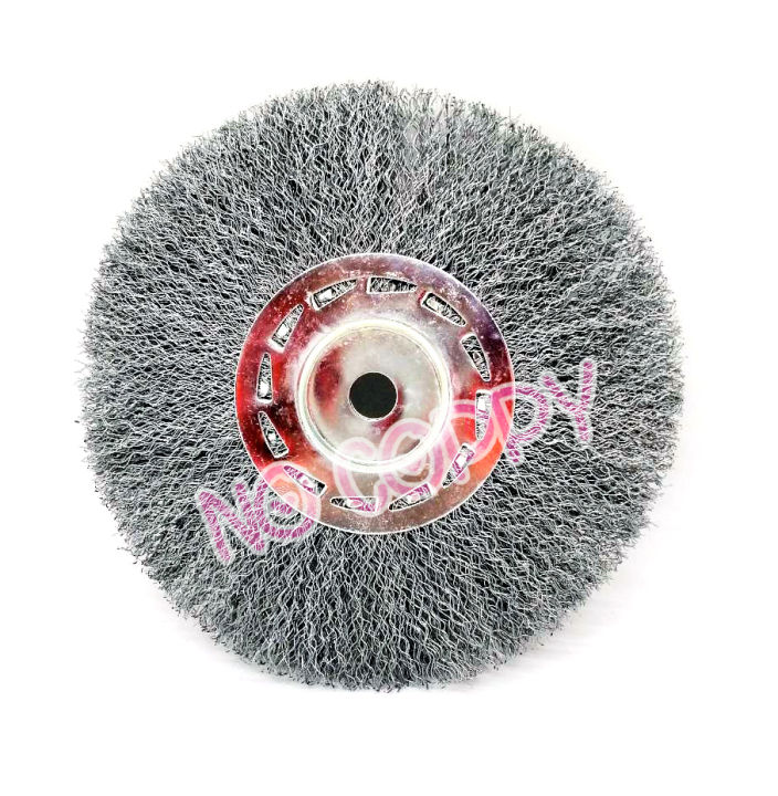 gem-steel-wire-brush-wheel-แปรงลวดกลม-6-นิ้ว-แปรงลวดกลมบาง-แปรงลวดขัด-แปรงขัดลวด-แปรงลวดกลมขนสีเงิน-แปรงลวดขัดสนิม-แปรงลวดสแตนเลส-ขนาด-6-นิ้ว