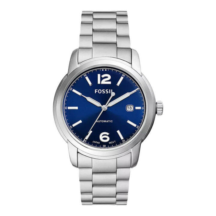 Jam Tangan Pria Fossil Heritage ME3244 Automatic Blue Dial Stainless