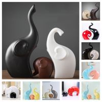 Elephant Ceramic Ornaments Nordic Ins Porcelain Animal Decorations Home Decor Elephant Family Miniatures Multi Type Figurines