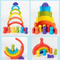 DIY Childrens Wooden Rainbow Toy Creative Wood Rainbow Stacked Balance Blocks Baby Toy Montessori Educational Toys for Children