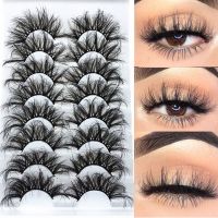 YOKE SKONHED 8 Pairs ขนตาปลอม Fluffy Messy Natural Long ต่อตา 6D Mink Hair ขนตา 25 มม. ขนตาปลอม