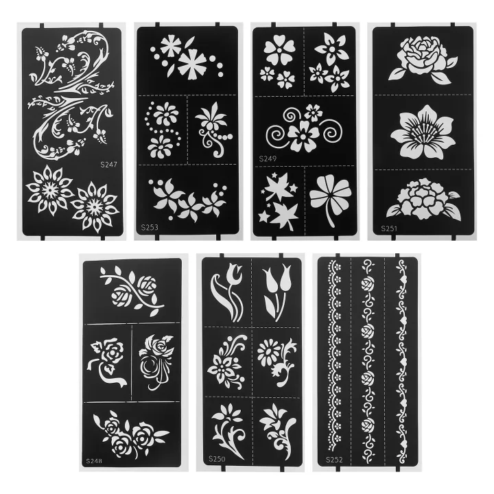 Chaoshihui 7PCS Chic Hollow-out Tattoos Stencil Body Painting Temporary ...