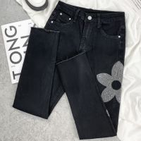 ร้อน, ร้อน★New Rhinestone Jeans Womens High Waist Tight Stretch Cropped Tappered Pencil Pants Trendy