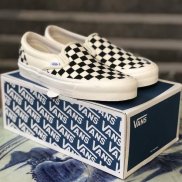 Giày thể thao Vans lười slip on caro checkerboard vault đen trắng nam nữ