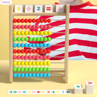 HOONEY เครื่องคิดเลขของเล่นลูกคิดรางไม้ของเด็กสีสว่างของเล่น Alat Peraga Mengajar แบบใช้ซ้ำได้สำหรับฝึกการคิดภาพ