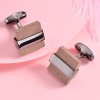 Wood Style High Quality Classic Cufflinks for Mens Luxury Formal Business Wedding Shirt Cuff Buttons Jewelry Clips Pins Tacks