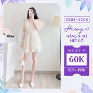 Váy Trễ Vai Cổ Yếm ALICE Chất Vải Ren Cao Cấp Phối Tơ Nến Lót Lụa Dáng Chữ