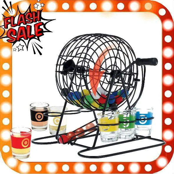 Flash Sales ⚡drinking Bingo Party Game Cage Bingo Balls And 6 Glass Shot Glasses Roulette 