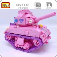 LOZ 1118 Army Military M4 Sherman Medium Tank Heart Flower Queen Vehicle DIY Mini Blocks Bricks Building Toy For Children No Box