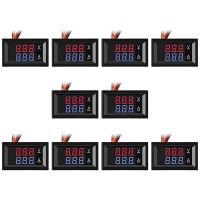 10Pcs 0.28 Inch Digital Voltmeter Ammeter 100V 10A 3 Bits Red Blue Dual LED Panel for Car Vehicle Electricity Battery