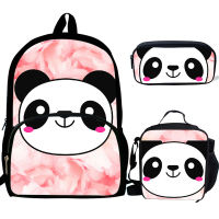 Cute Cartoon Panda Print Backpacks Children Bookbag Boys School Bag Mochila Girls Daily Shoulder Luch Bag Set Pencil Croobody