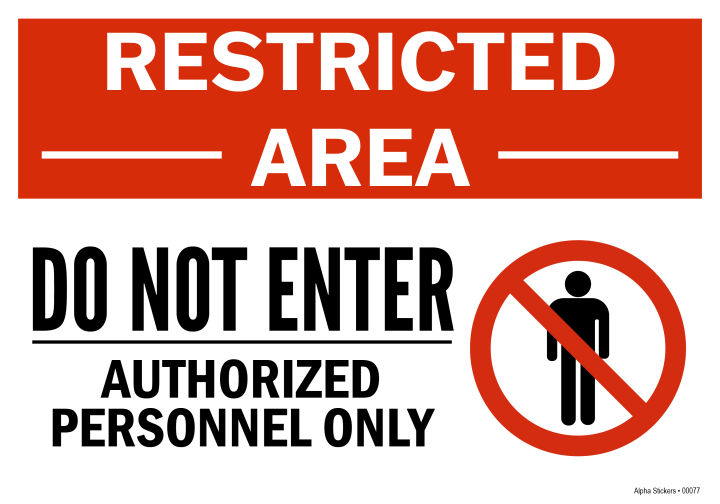 Restricted Area Sign Do Not Enter Personnel Only Vinyl Sticker Size: 10 ...