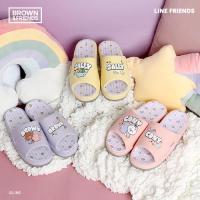 ▬ↂ Line Friends / Dreamy Night Bedroom Slippers - Brown Cony Sally / Home Indoor room soft pink purple yellow cute character couple slipper