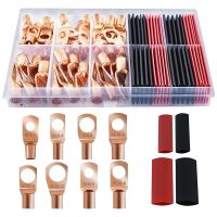 80pcs copper battery terminal connector 40 battery cable end ring terminal connectors with 40 heat shrinkable tube assembly kit