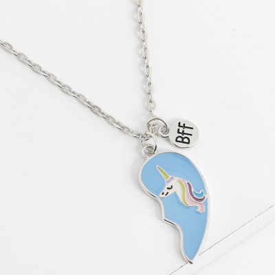 Hequ Best Friend Heart Necklace BFF Unicorn Jewellery Girls Necklace Friendship Birthday Friends Sisters Gifts