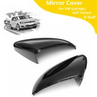 2Pcs กระจกมองข้างฝาครอบหมวกสีดำสดใสกระจกมองหลังสำหรับ VW Golf MK7 Golf Variant E-Golf