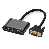 VGA ke HDMI kompatibel 3.5mm Audio VGA Converter Splitter HDTV Display konektor