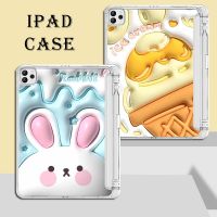 เคส แบบใส ลายกระต่าย พร้อมช่องใส่ปากกา สําหรับ iPad Air 4 10.9 Gen5 Gen69.7 Gen7 Gen8 Gen9 10.2 Air1 2 9.7 Air4 Air5 pro11 12.9