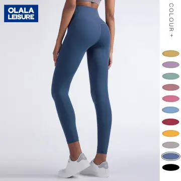 OLALA LEISURE [Side Pocket] Yoga Pants Fashion Sports Pants High Waist Shaping  Leggings TJ1421CK TJ