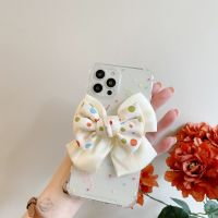 ☊ Fashion Cute Colorful Dots Stereo Bow Phone Case For iPhone 12 Pro Max 11Promax SE 2020 X XR XS Max 7 8 Plus Soft Silicone Cover