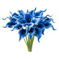 【cw】 Blue CallaArtificial Flowers RealLilies Bouquet Fake Flowers Artificial for Decoration for HomeDecoration