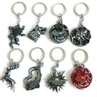 Movie Season 8 Thrones Keychain Stark Wolf Head Badge Nine Families Metal Pendant  Key Chains Keyring Souvenir Accessories Gift Key Chains