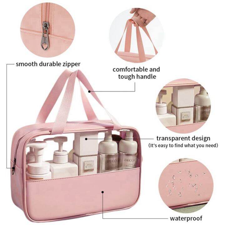 patchwork-cosmetic-bag-makeup-storag-bag-translucent-large-capacity-bath-bag-waterproof-travel-storage-bag