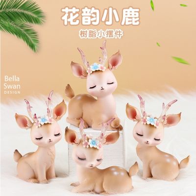 Spend Rhyme Fawn Decorating Small Place Desktop Lovely Eyes Eyelash Fawn Resin Handicraft Home Sitting Room Place Adorn