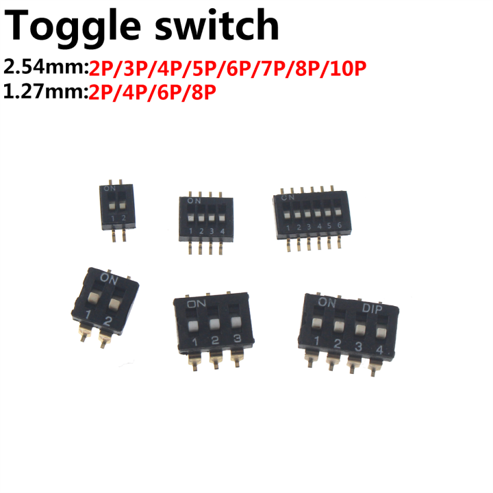 10ชิ้นประเภทสไลด์-smd-โมดูลสวิตซ์-nbsp-1-2-3-4-5-6-7-8-10-12พิน2-54มม-1-27มม-สวิตช์หมุนสีแดงจุ่มสลับสีดำเลื่อยไฟฟ้า