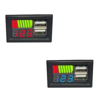 USB 5V 2.4A Car Voltmeter Voltage Panel 12V-24V 3S-7S Lithium Battery Capacity Indicator Tester Lead acid