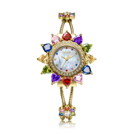 Đồng hồ nữ js-021a julius star mặt hoa đính đá swarovski (vàng ) 1
