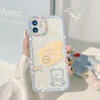 【Enjoy electronic】 Transparent Carton Bear Phone Case For iPhone 14 Plus 13 12 11 Pro Xs Max X Xr 7 8 Se2 Se3 Shockproof Soft Silicone Cover Shell