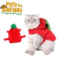 ZZOOI Pet Cat Clothes Kitten Strawberry Clothing Dog Party Dress up Puppy Cosplay Carnival Costume Pet Holiday Dressing Supplies