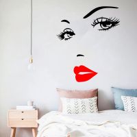 Sexy Eyelashes And Red Lips Wall Sticker For Living Room Bedroom Background Decorations Decals Wallpaper Hand Carved Stickers