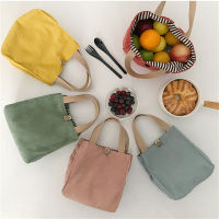 Fashion model shop Lunch Bag Corduroy Canvas Lunch Box Picnic Tote Cotton Cloth Small Handbag Pouch Dinner Container Food Storage Bags For Ladies