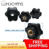 ♞☃ LUHUICHAN10PCS M4 M5 M6 Plum Hand Tighten Nuts Handle Thread Star Mechanical Black Thumb Nuts Clamping Knob Manual Nuts