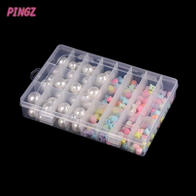 24 Grids Transparent Plastic Embroidery Floss Storage Box Floss Bobbins Beads  Storage Organizer