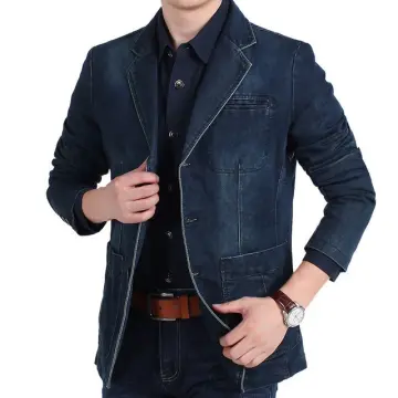 Men's Blazers and Suit Jackets Pattern Blue Blazer for Men Fish