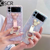 เคสสำหรับ Samsung Galaxy ห่วงห้อยโลหะลายมิกกี้เมาส์ CSCR เคสพีซีแบบแข็งเปลือกหอย Flip3 Flip4พร้อมห่วงฝาหลัง Z 3 4 5G Z