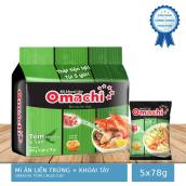 Lốc 5 Gói Mì khoai tây Omachi Tôm Chua Cay 5 sao gói 78g
