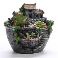 [AMO Garden Decoration]กระถางดอกไม้เรซิ่น Succulent Plants Mini Bonsai Pots Desktop Potted Holder Home Garden Decoration